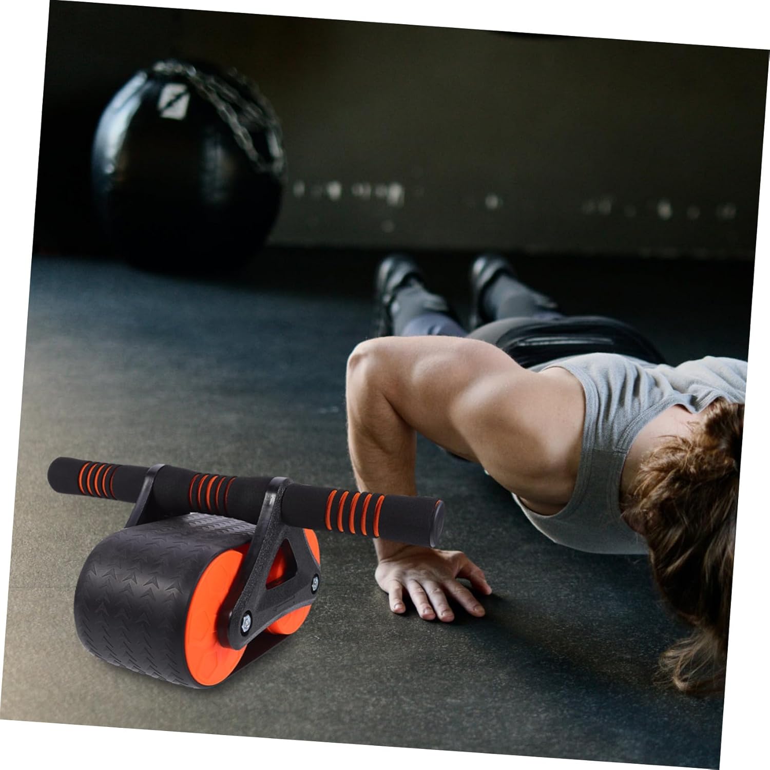 TOYANDONA Ab Roller Wheel with Triangular Support for Core Workout Stable Abdominal Wheel Exercise Equipment for Home Gym Strengthen Back Shoulders Arms Suitable for Beginners and Advanced