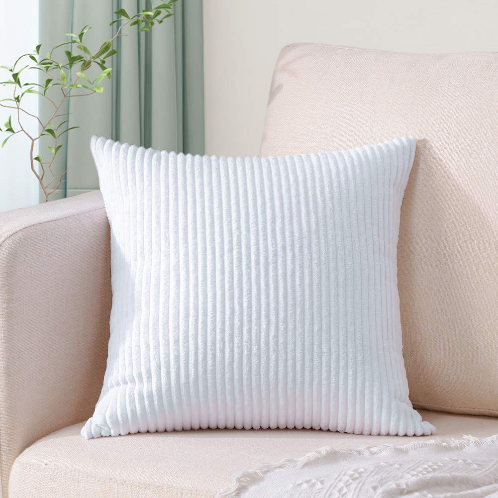 Artscope Cozy Striped Corduroy Pillow Covers Super Soft Decorative Square Throw Pillow Covers Case Cushion Covers for Sofa Couch Bedroom Car Decor 16
