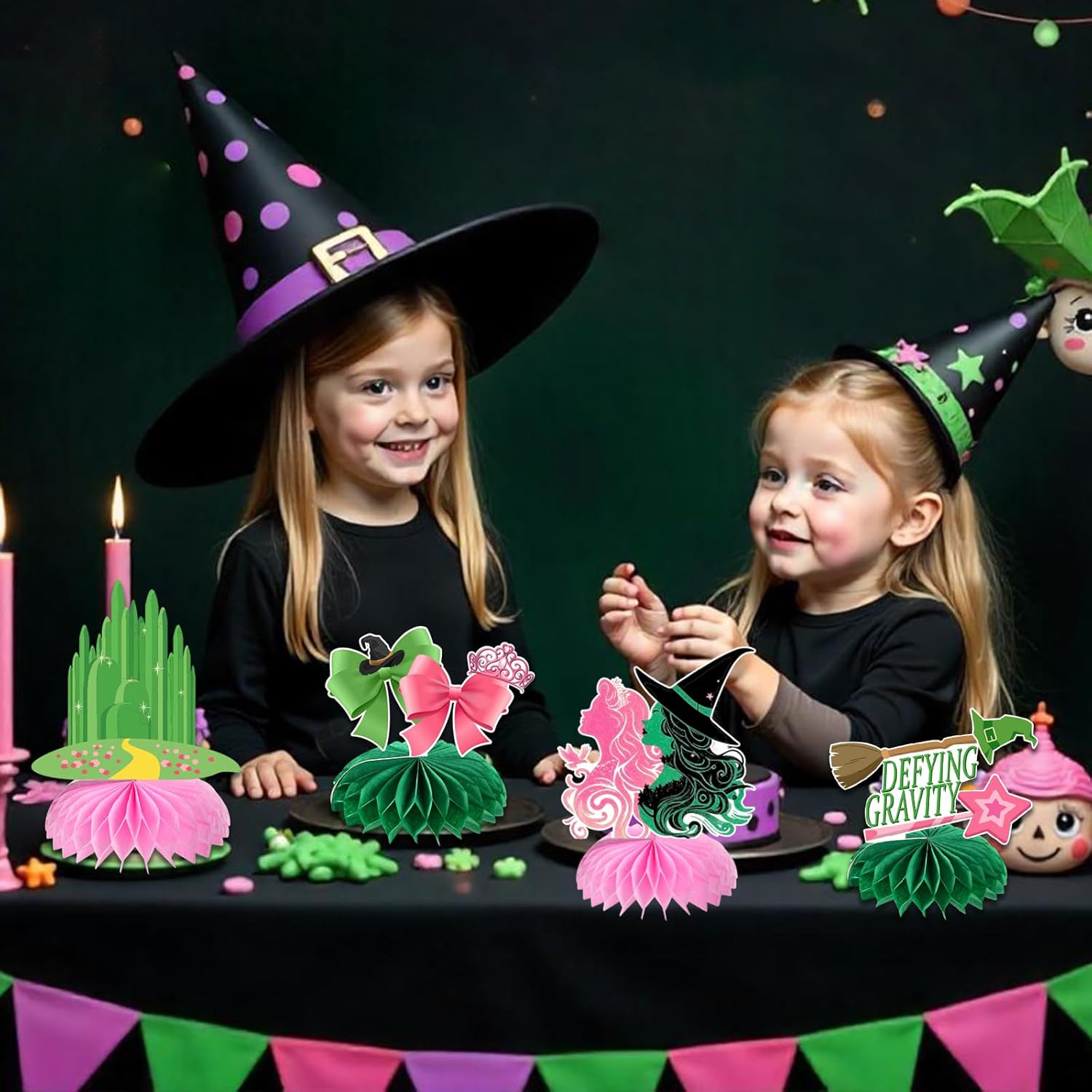 Witch Theme Party Decorations, 10 Pcs Pink and Green Honeycomb Centerpieces Decor Table Toppers for Movie Birthday Witch Party Decorations Supplies - Image 5