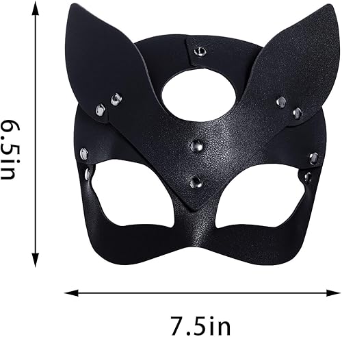 Miniatura 2 de Yookat Paquete de 3 máscaras de cuero para fiesta de máscaras, máscara de piel de zorro, máscara de mascarada para mascarada, cosplay, fiesta de