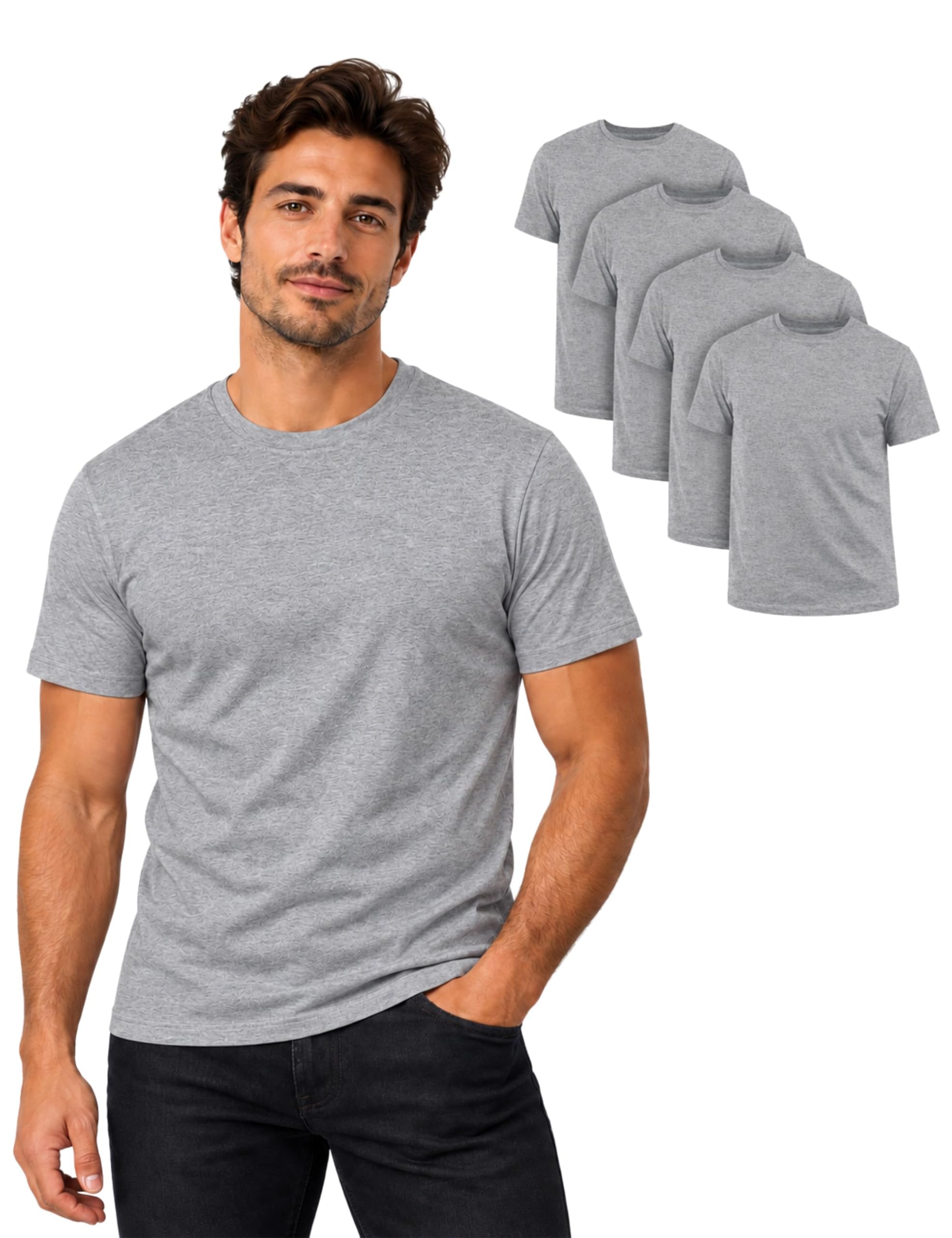 Basic Treasure Lot de 4 T Shirts Homme 100% Coton, Tee Shirt Homme - Les Beatles, Paul McCartney, John Lennon, RIngo Starr, George Harrison Basic Treasure Lot de 4 T Shirts Homme 100% Coton, Tee Shirt Homme
