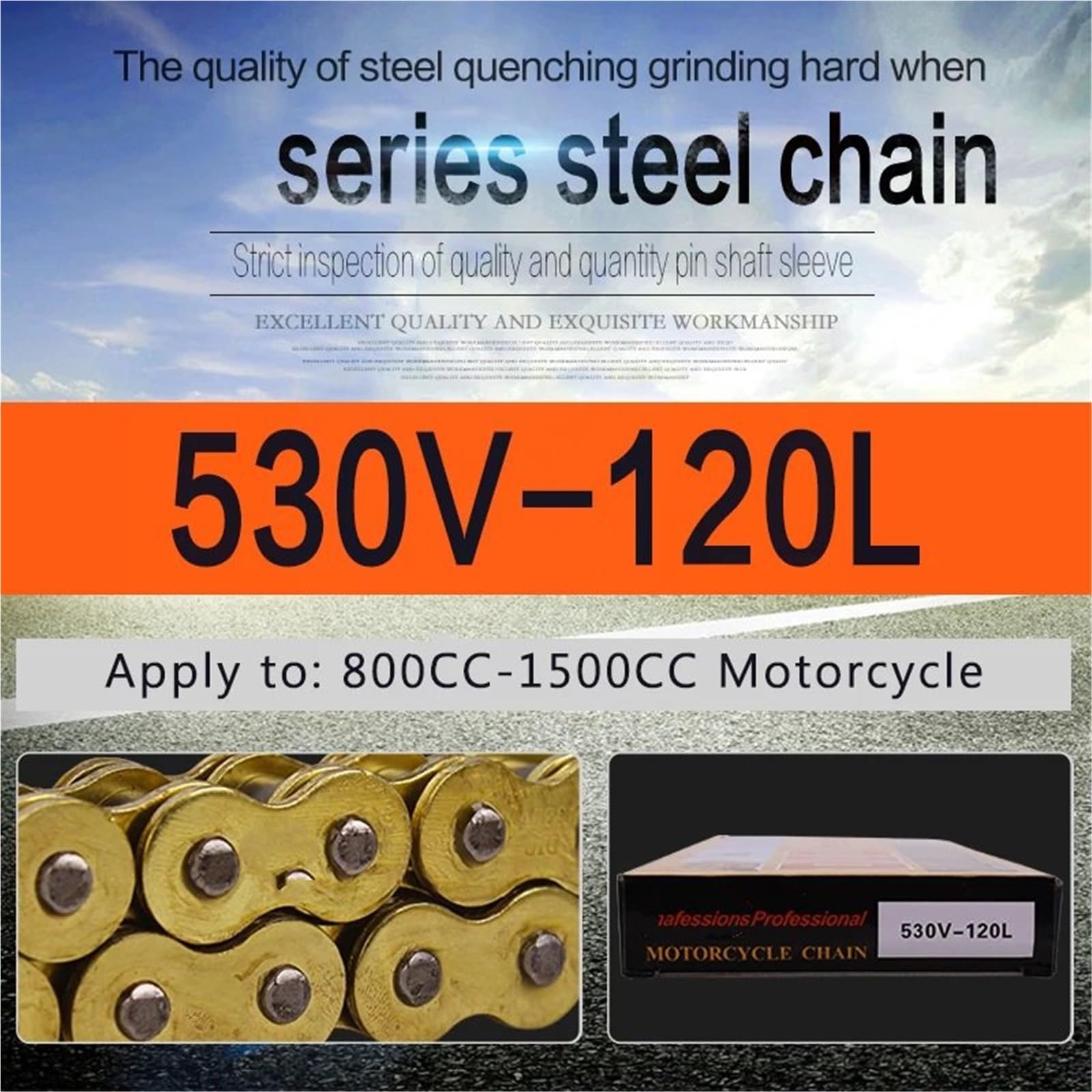 Cadena Moto Cadena con junta tórica 520 Vx 120L, apta para motos de cross, ATV, quads, MX, motocross, enduro, supermoto, motocross, carreras todoterreno y motocicletas.(530 Chain 120 Links)