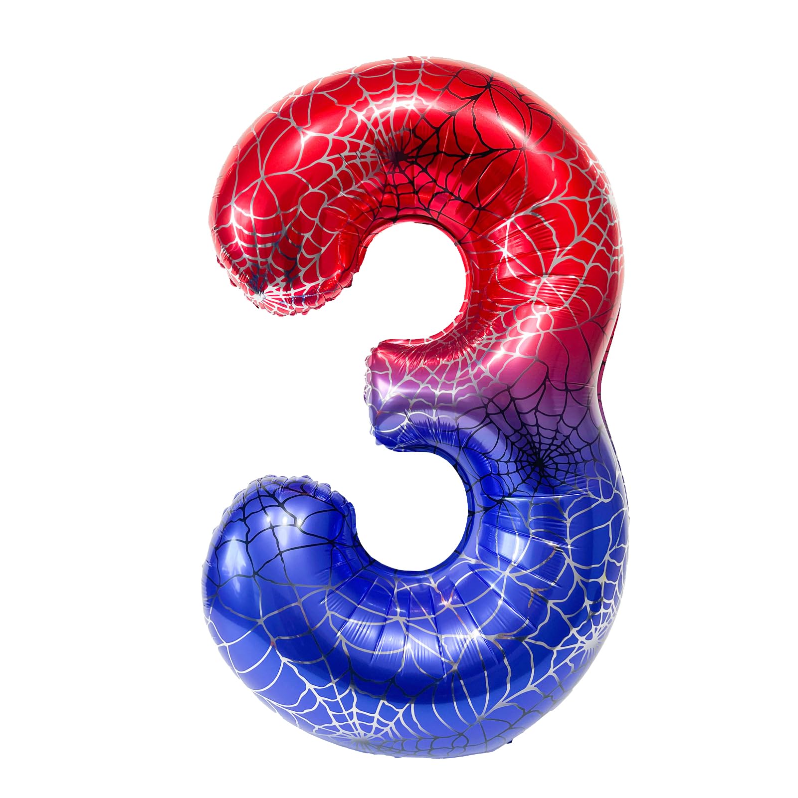 CHUNLINLAODA 40 Inch Giant Spider Web Number Birthday Balloon, Spider Theme Number Foil Balloon, Number 3 Balloons for Boys Birthday Baby Shower Anniversary Supplies (Multicolor B)