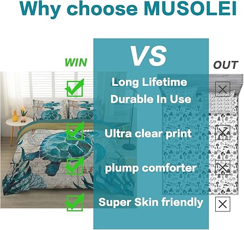 Miniatura 3 de MUSOLEI Juego de edredón de océano para niños, colecciones de ropa de cama suave para adolescentes y niños, estilo mediterráneo con temática