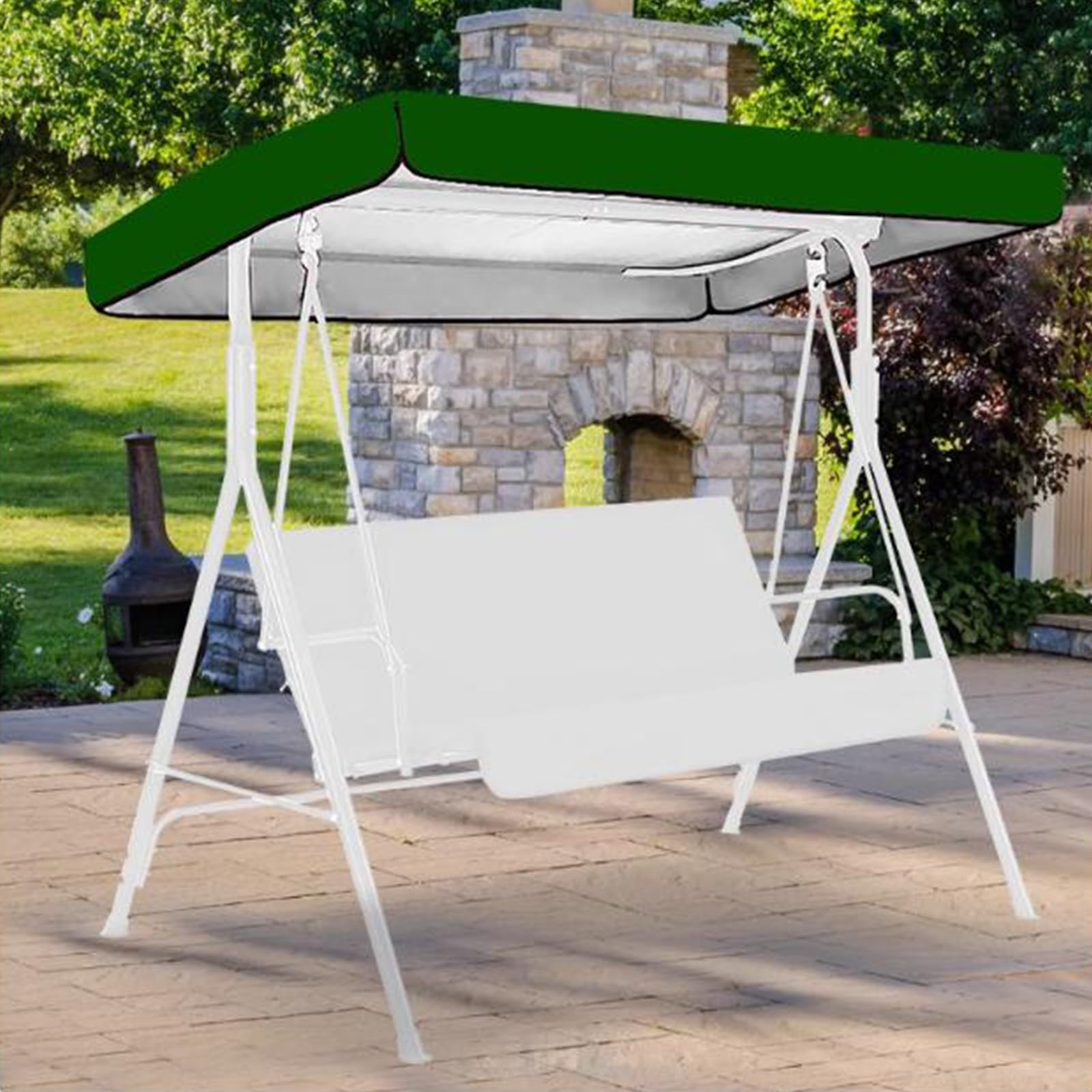 Tettuccio per Dondolo, Universale Copertura per Tetto per Altalena Hollywood, a 2-3 Posti, Tetto di Ricambio Anti-UV e Impermeabile(Beige,190T:191 * 120 * 18/23cm)