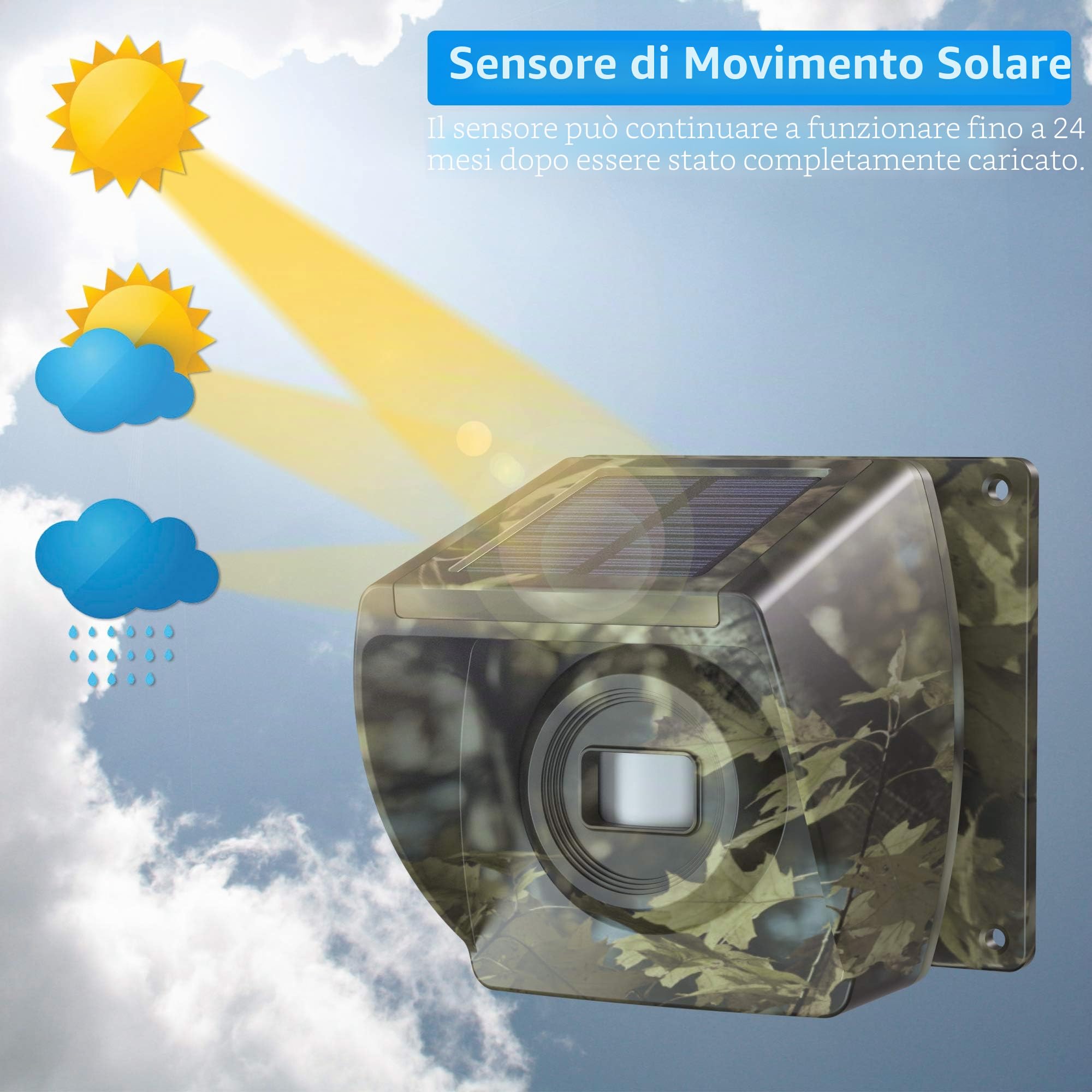 Allarme solare senza fili per vialetto esterno, portata 548,6 m, sensore di movimento esterno e sistema di allarme per vialetto con batteria ricaricabile/resistente alle intemperie/modalità silenziosa