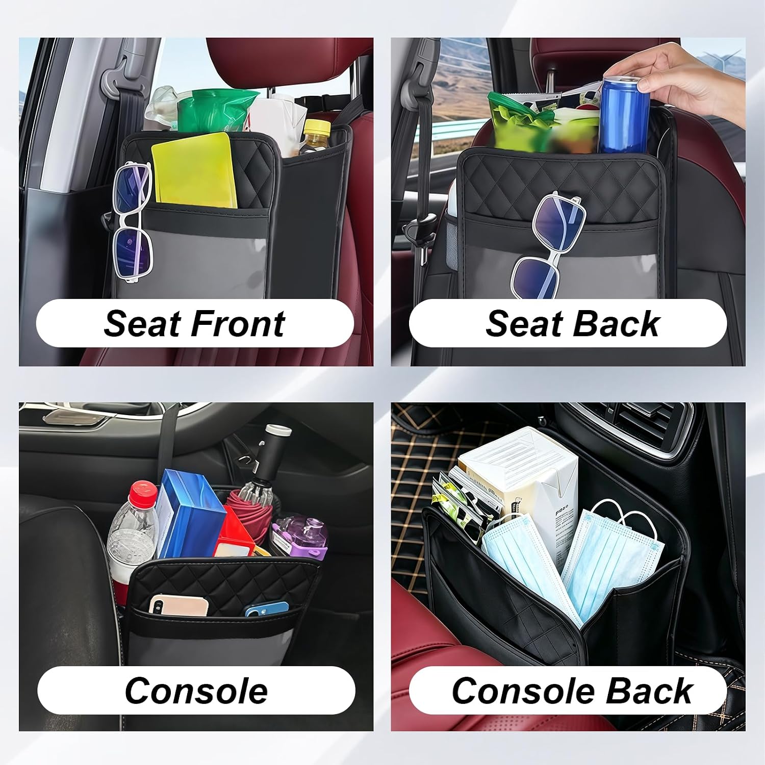 Car Seat Back Organizer – Waterproof Backseat Storage Bag with 30 Garbage Bags, Heavy-Duty Hanging Organizer for Travel, Phone, Tablet, Snacks, Fits Most Cars SUVs Trucks image 5