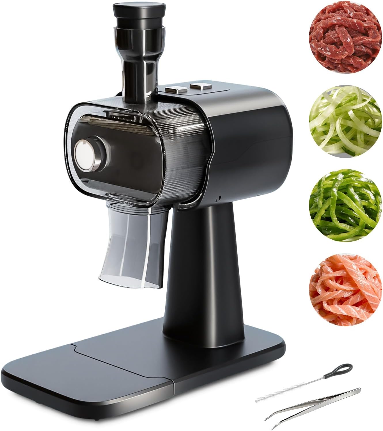 Electric Green Onion Slicer, Multifunctional Spring Onion Cutter, Home Kitchen Shallot Chopper, Double Roller Stainless Steel Blade Scallion Shredder, Suitable for Chili, Beef, Salmon, 3mm