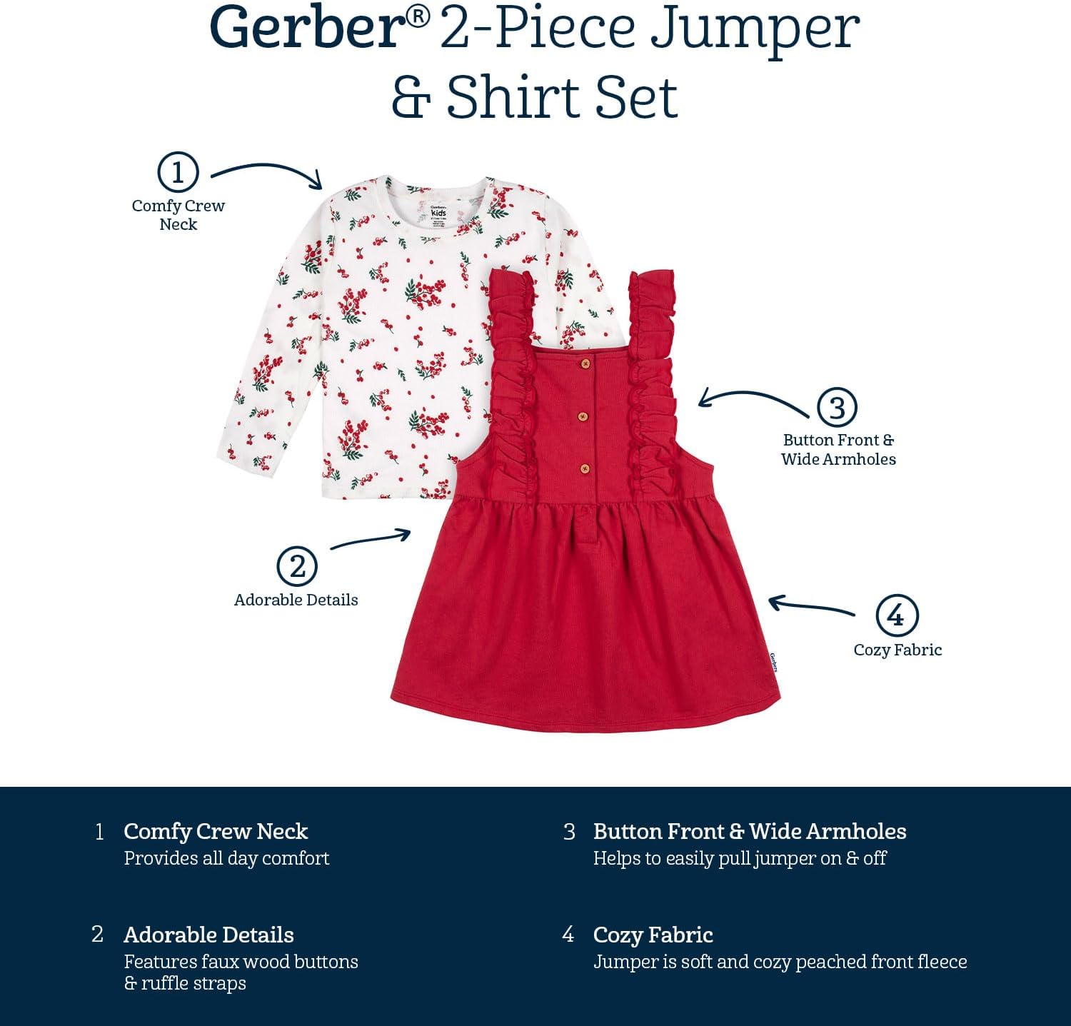 Gerber baby-girls Toddler 2 Piece Overall Dress Set - Image 6