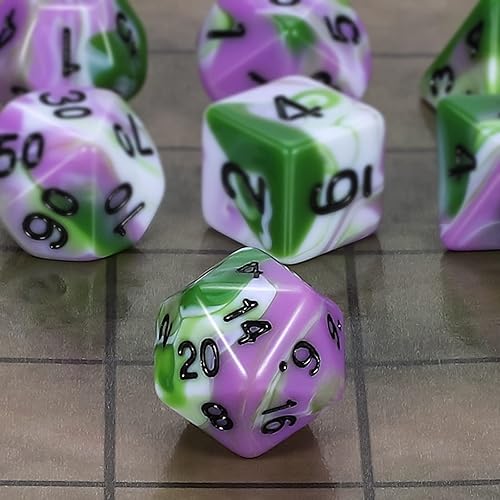 Miniatura 24 de CiaraQ DND - Juego de dados poliédricos para juegos de rol de Dungeons and Dragons RPG MTG, con 1 bolsa de dados (rosa + amarillo) Rosa +