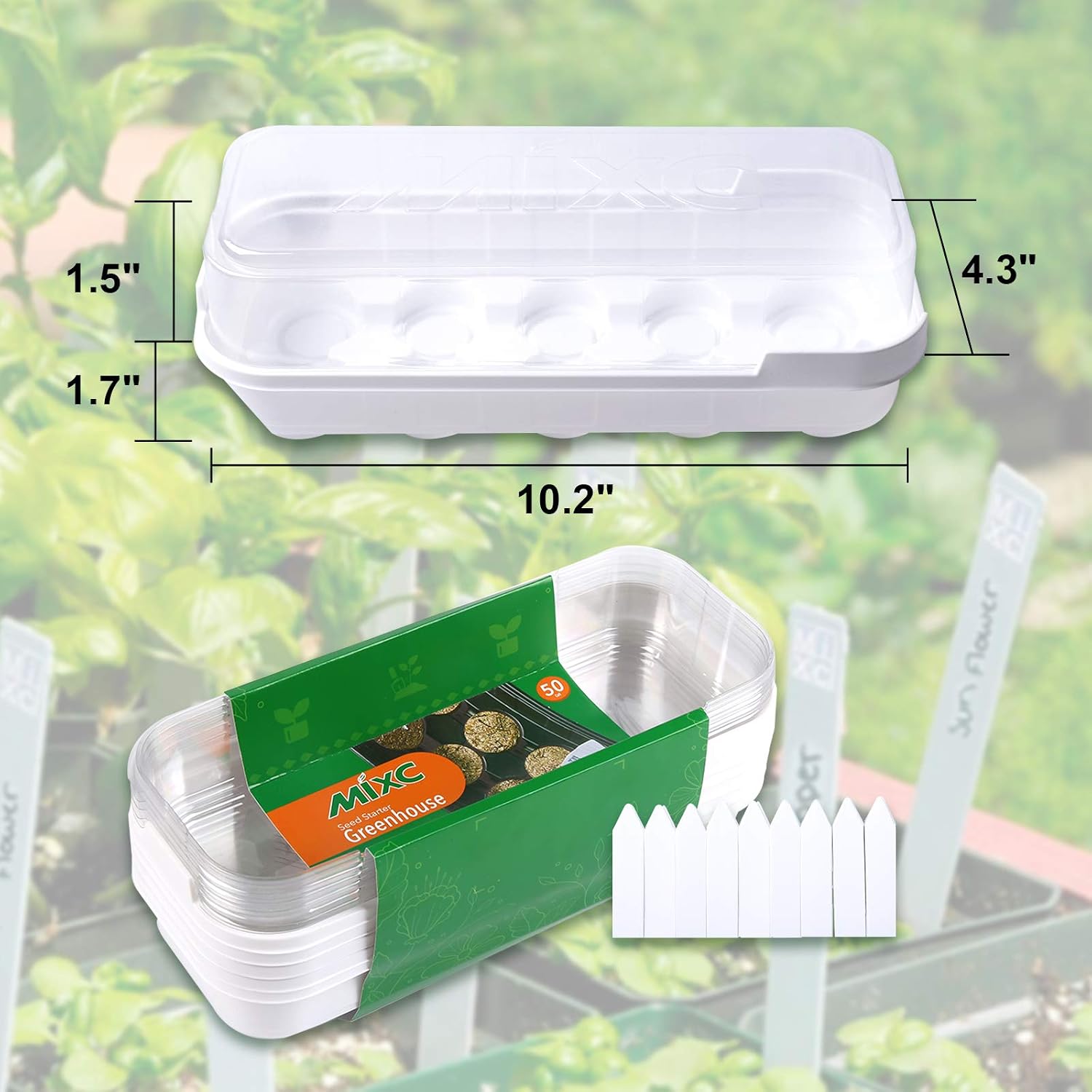 MIXC 5-Pack Mini Seed Starter Kit Sturdy Windowsill Greenhouse Trays with Cover Dome, with Instructions, for 36mm Peat Pellets Indoor/Outdoor Gardening