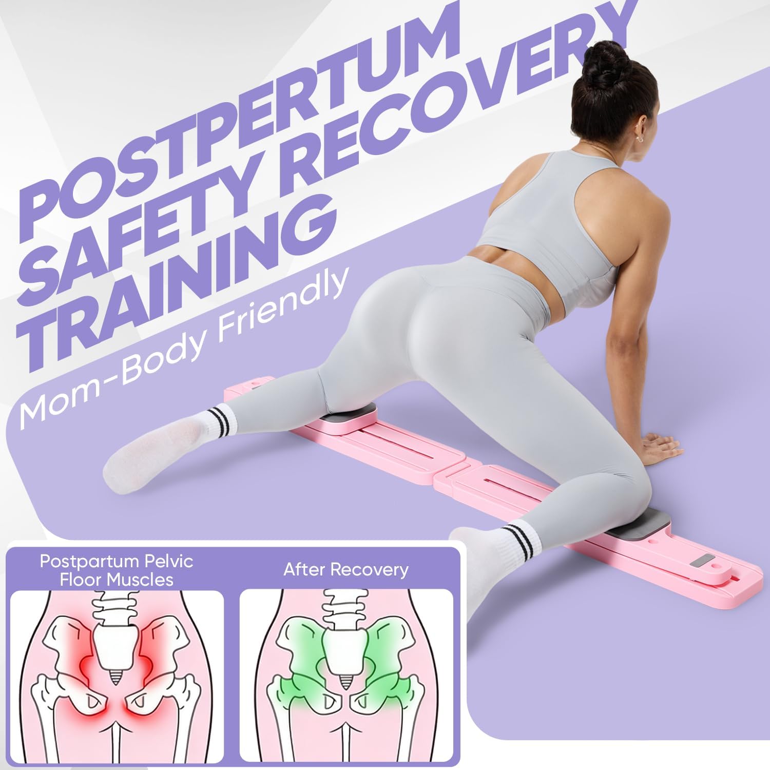 Portable Pilates Reformer Set for Women, Multi-Functional Pilates Exercise Board with Resistance Bands for Home Workouts, Core Strengthening, Toning, Abdominal Sculpting, Full-Body Fitness(Pink)