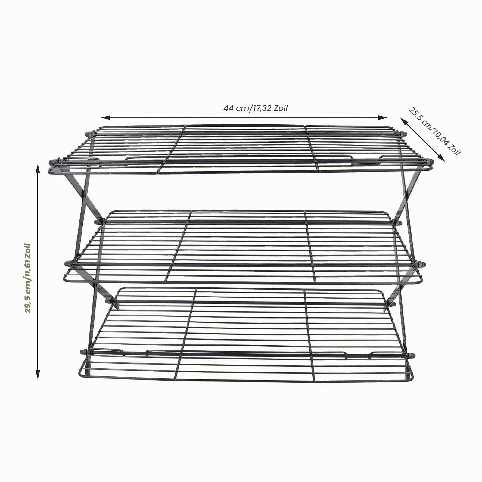 Backkühlgitter, Faltbares Rechteckiges Eisen-Koch-Backkühlgitter, Mehrschichtiges Design Fördert die Luftzirkulation, für Kuchen, Kekse und Kekse