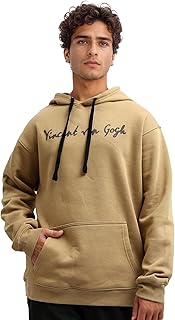 سويت شيرت بغطاء للرأس سهل الارتداء بطباعة امامية وخلفية للرجال من ريفين، لون بيج