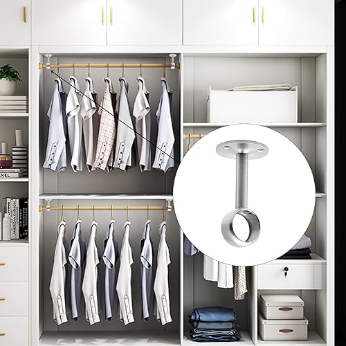 Miniatura 13 de 4 soportes de barra de cortina de montaje en techo de 1 pulgada, soporte para barra de barra de armario de brida, enchufe de barra de cortina