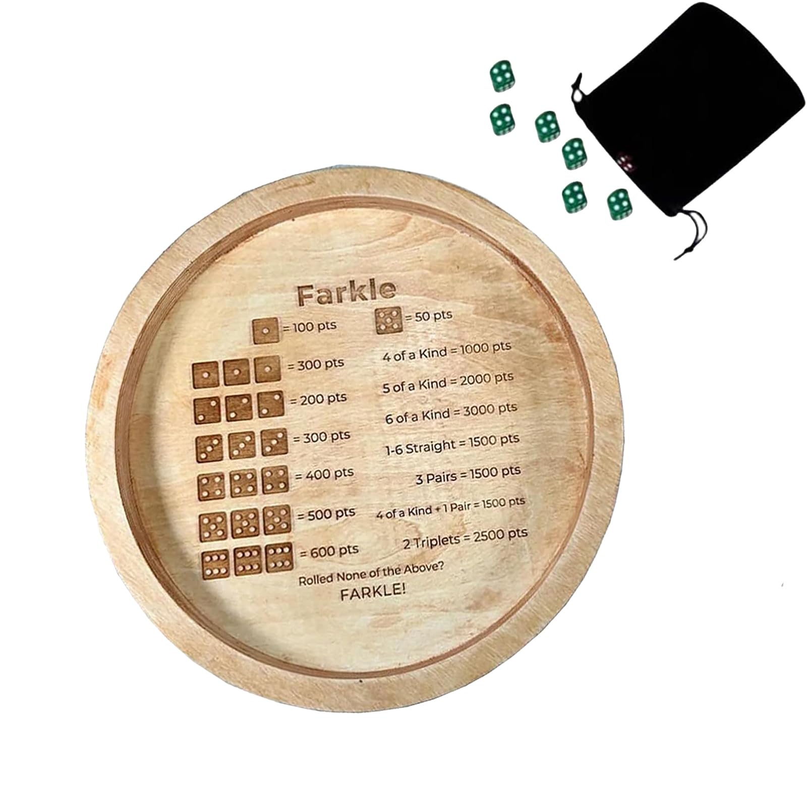 Würfeltablett aus Holz for Farkle Classic Würfelspiel, Farkle Würfeltablett, Würfeltablett Fun Spots Würfelspiel for Würfelbrettspiele, Würfeltablett for Rollen for das Familienparty-Reisespiel / 181