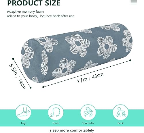 Miniatura 3 de Kigai Almohada cervical para aliviar el dolor de cuello, almohada de espuma viscoelástica con funda extraíble y lavable, almohada cilíndrica de