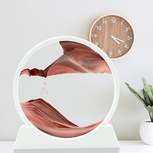 Miniatura 21 de Winthfure Arte de arena en movimiento, regalo de Navidad – Paisaje de arena de mar profundo 3D en marco de arena redonda de vidrio, juguetes de arte