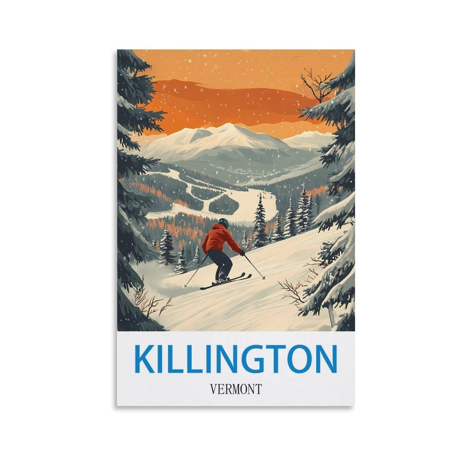 CTZIKWW Killington Vermont Vintage Travel Poster 08x12inch(20x30cm) Canvas Art Prints Picture Wall Art Painting