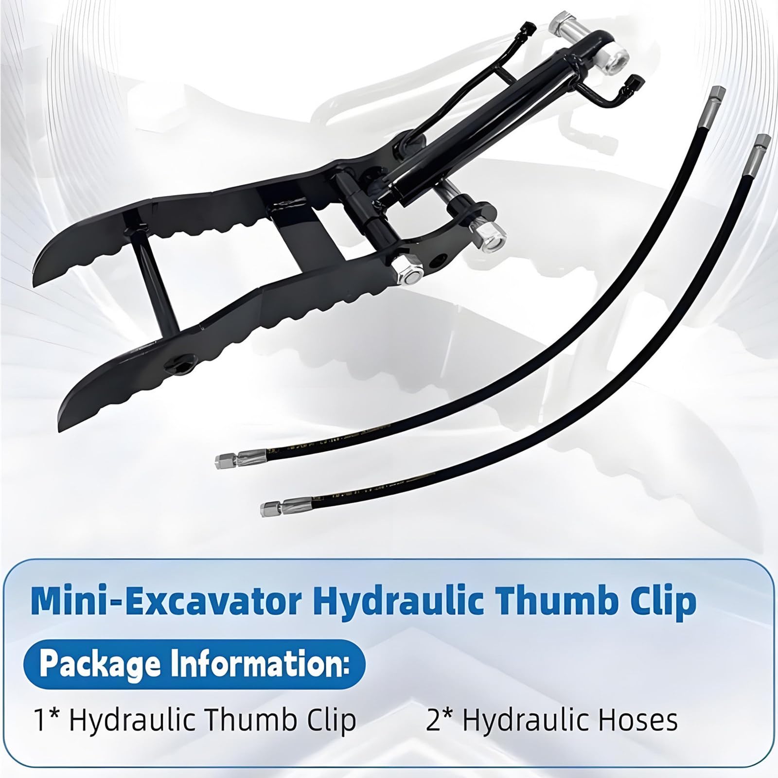 Hydraulischer Bagger Daumen, Anbaugeräte für Minibagger Hydraulischer Daumenclip, mit 2*M14 Schläuchen und Schrauben, L-förmige Halterung Kleinbagger-Anbaugeräte Singleholethumbclip