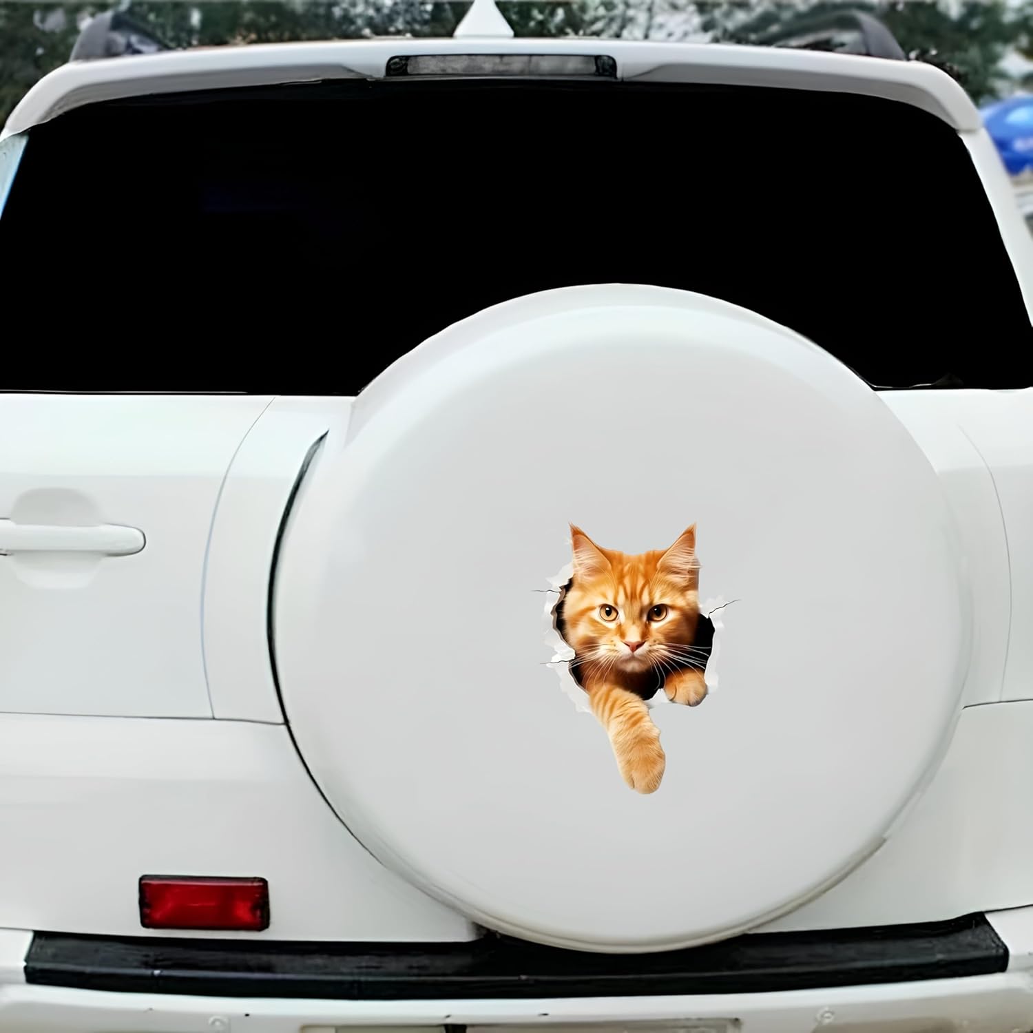 3D Cat Peeking Car Stickers, 5.5-Inch Self-Adhesive Vinyl 2-Pack, Cute Orange Ginger Cat Car Decals and Bumper Stickers for Vehicles, Laptop, Motorcycle, Refrigerator, Glossy Durable Finish - Image 3
