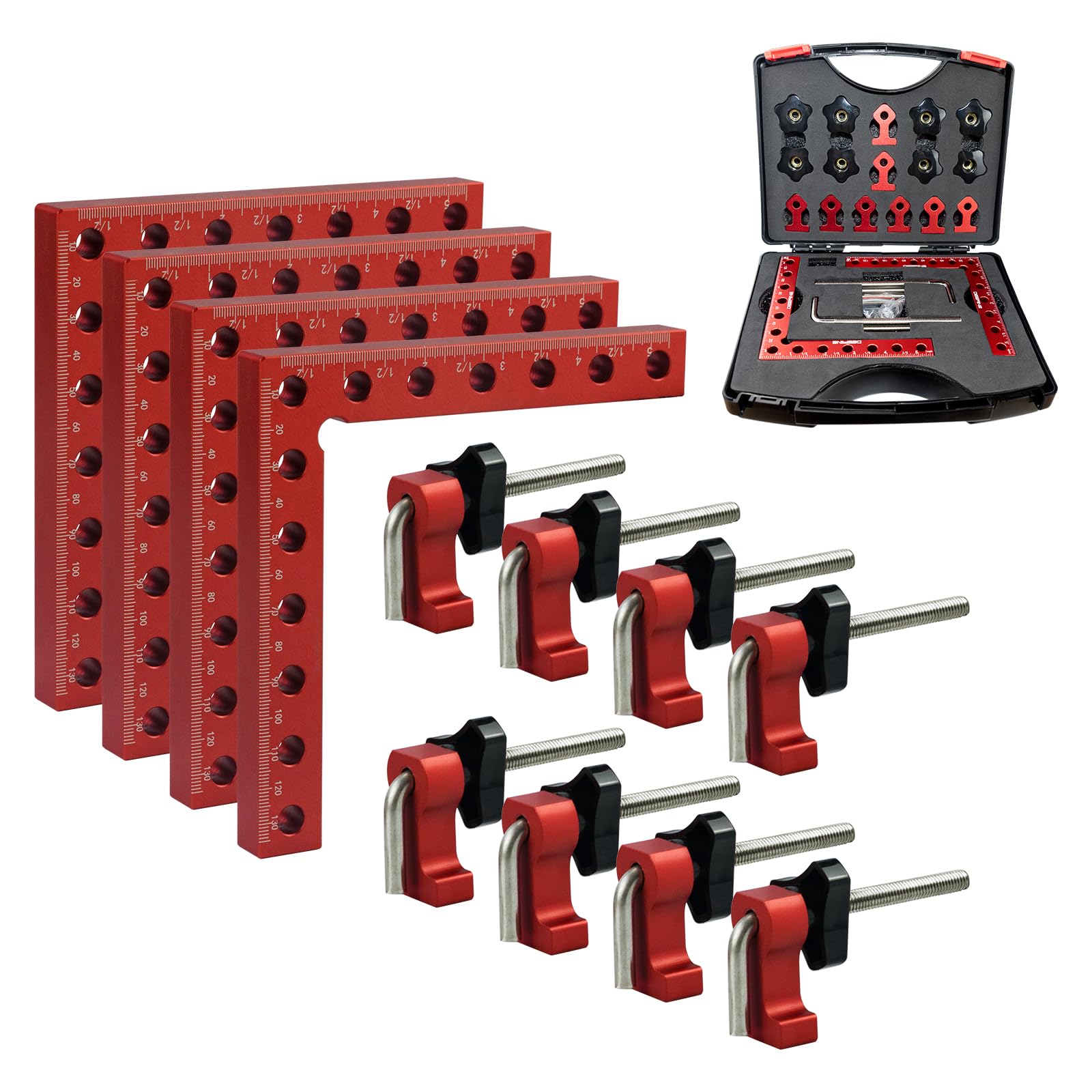 DEEFIINE 90 Degree Positioning Squares Right Angle Clamps 5.5" x 5.5",Aluminum Alloy Woodworking Carpenter L-Type Corner Clamping Tool for Picture