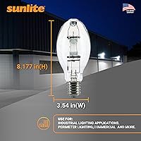 Vista 3 de Sunlite 03656 MH175/U/MOG M57 Lámpara de halogenuros metálicos, 175 vatios, base Mogul (E39), ED28, vida útil de 10,000 horas, 14000 lúmenes