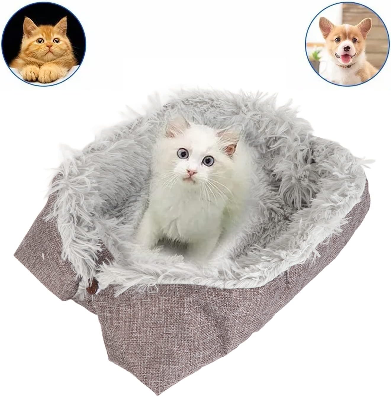 Pet Car Seat Soft Removable Machine Washable Plush Dual Purpose Puppy Cushion Bed Portable for Small Cats Pets