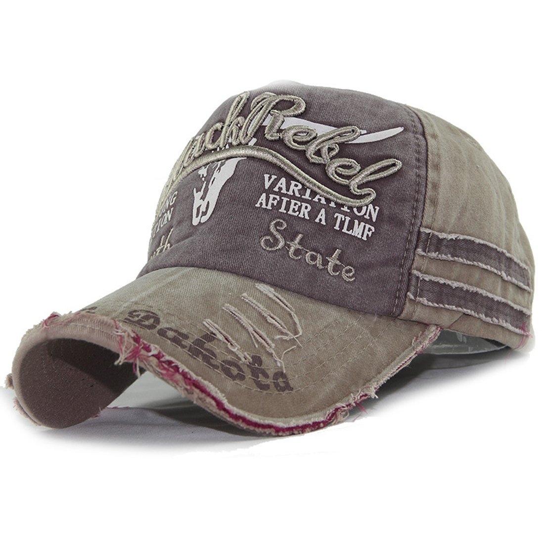 XRDSS Vintage Cotton Baseball Cap Unisex Distressed Snapback Trucker Hat (Khaki)