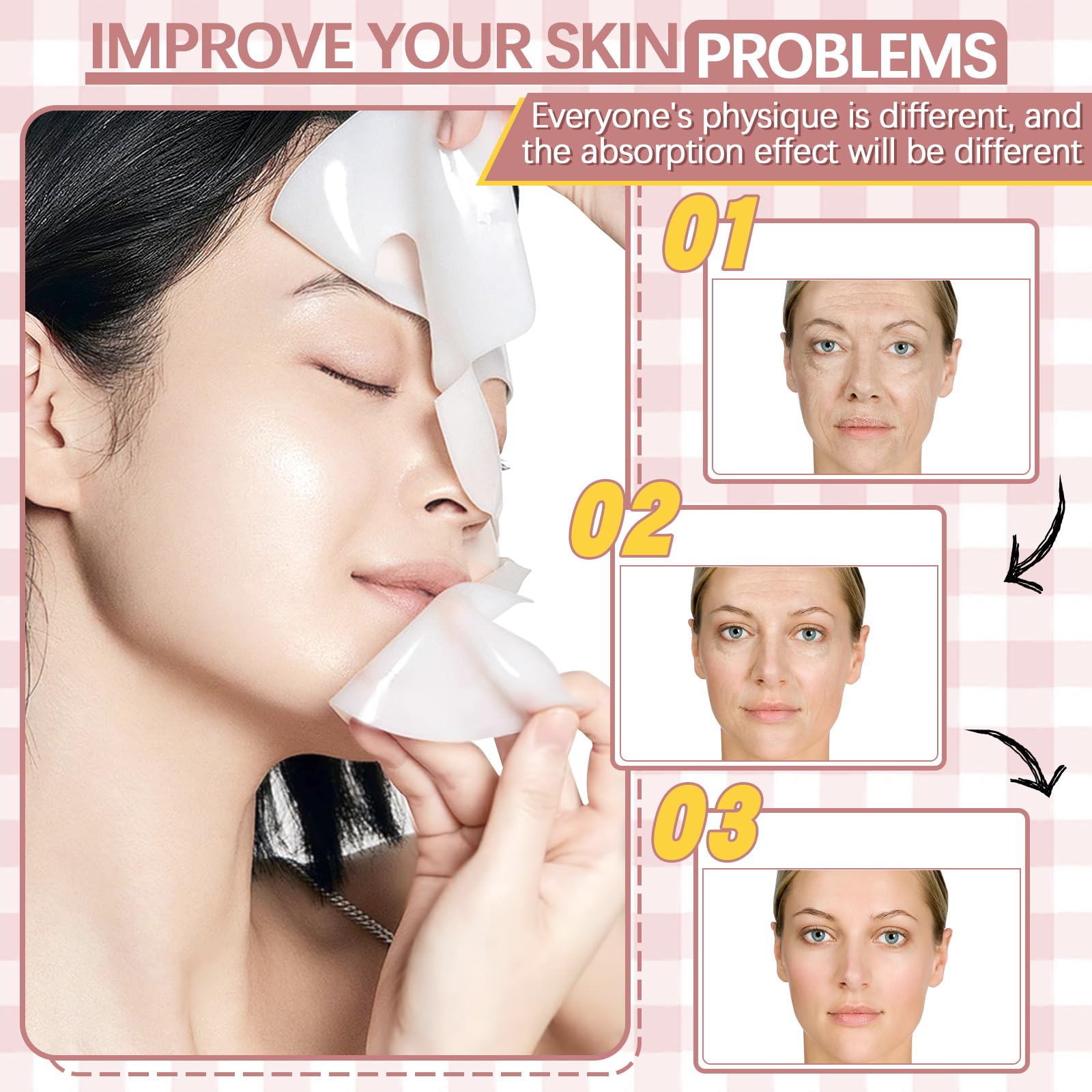 5Pcs Bio Collagen Face Mask, Deep Hydrating Overnight Hydrogel Masks, Korean Collagen Night Wrapping Mask for Anti-Aging - Image 4