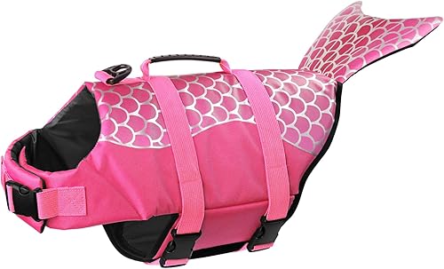 Miniatura 11 de Dogcheer Chaleco salvavidas para perros Tiburón, Chaleco salvavidas ajustable para perros para natación y navegación con flotabilidad superior y asa