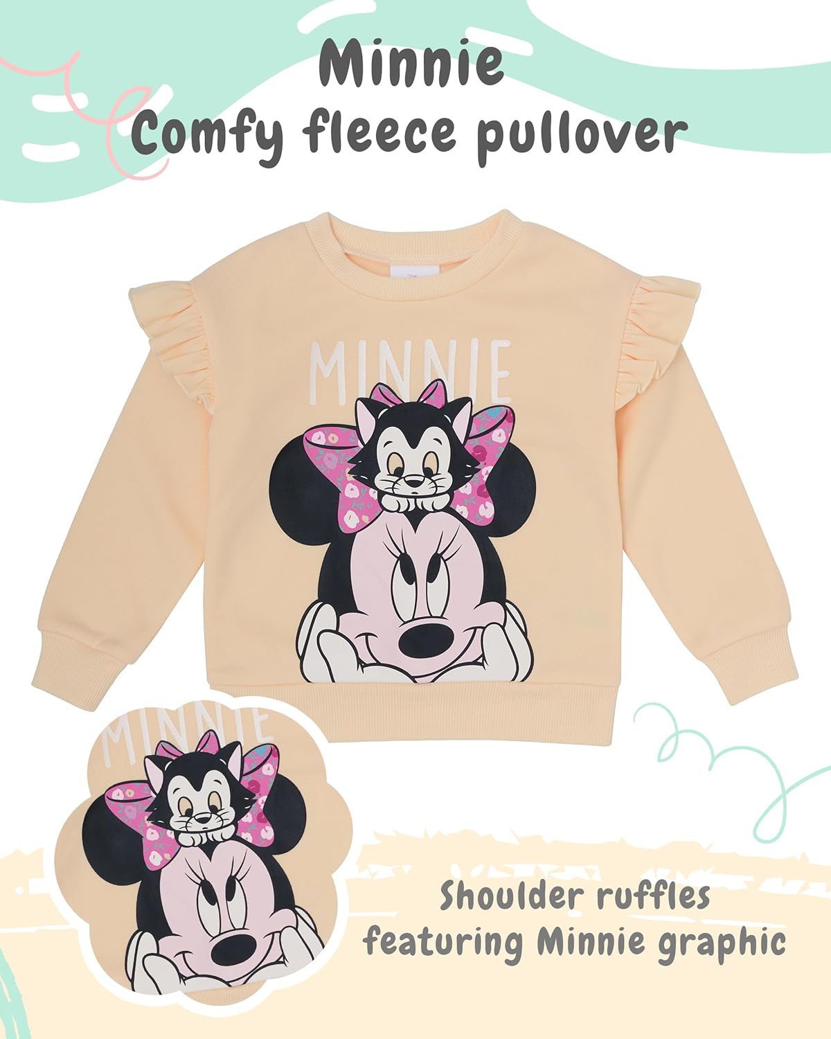 DISNEY Minnie Mouse Girls’ Fleece Sweatshirt and Legging Set, 2-Piece Outfit - Image 2