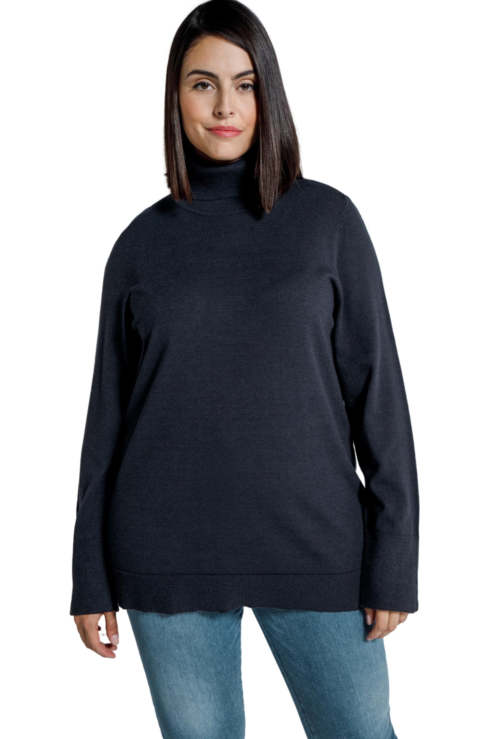 Ulla Popken Women's Marine Rollkragenpullover Turtleneck, 50+