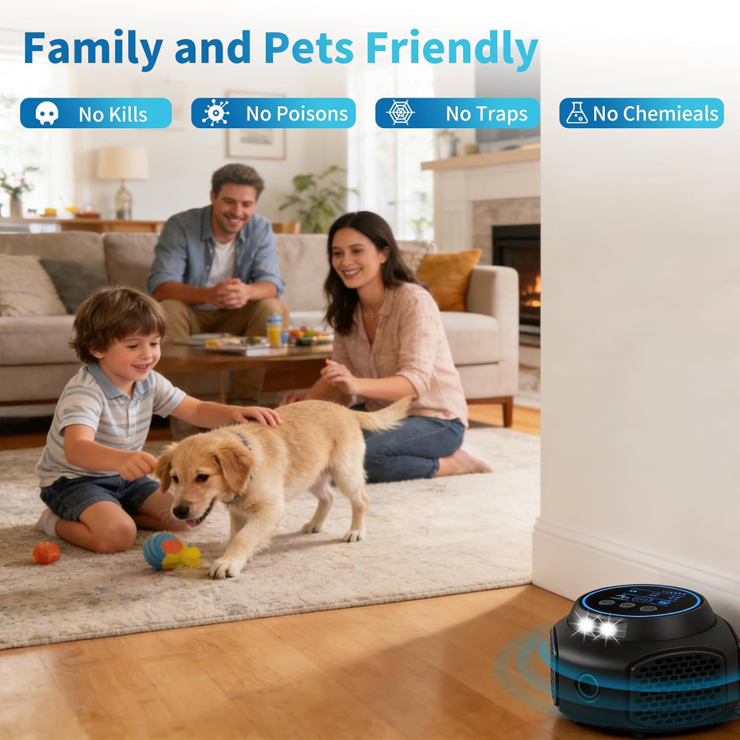 Ultrasonic Mouse Repellent Pest Control Repeller, Mouse Traps for Rodent, Mice, Ant, Rat, Squirrel, Bug, Roach, Bat, Rat ＆ Mice Repellent Device for House Plug in Indoor for Home 2Pack Black