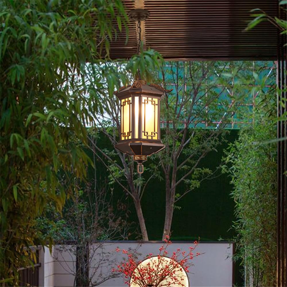 KXEcoLife Contemporary LED Outdoor Pendent Lamp Waterproof Art Villa Garden Courtyard Gate Corridor Balcony Chandelier (I D32CM)