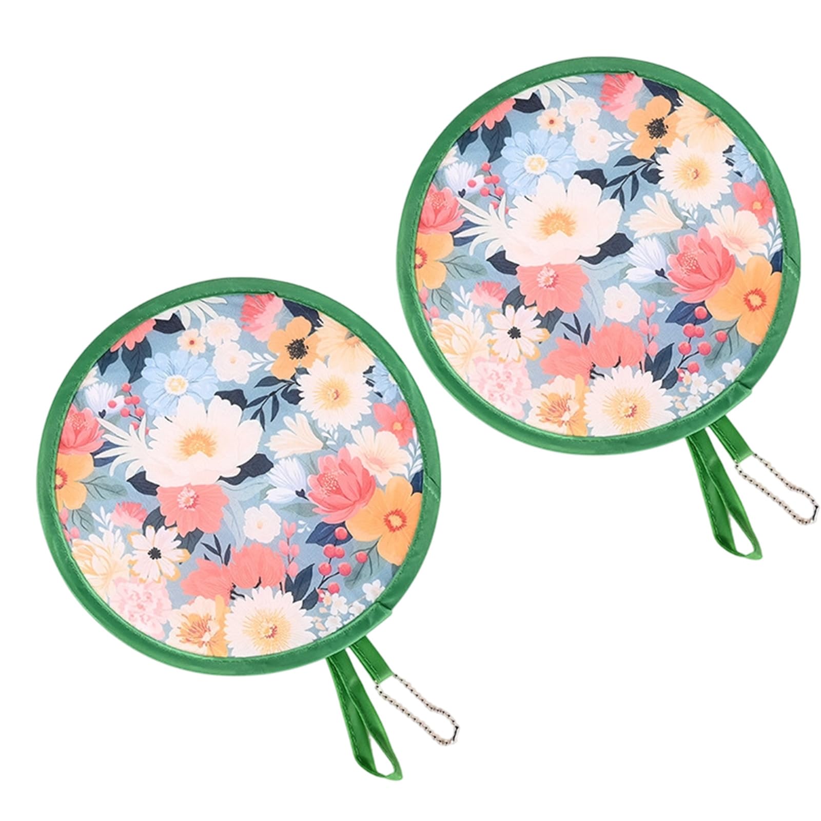 Navna 2Pcs Round Foldable Hand Fan, Handheld Round Folding Fan French Handheld Fanned Foldable Cooling Fanned for Travel, Event Compacts Cooling