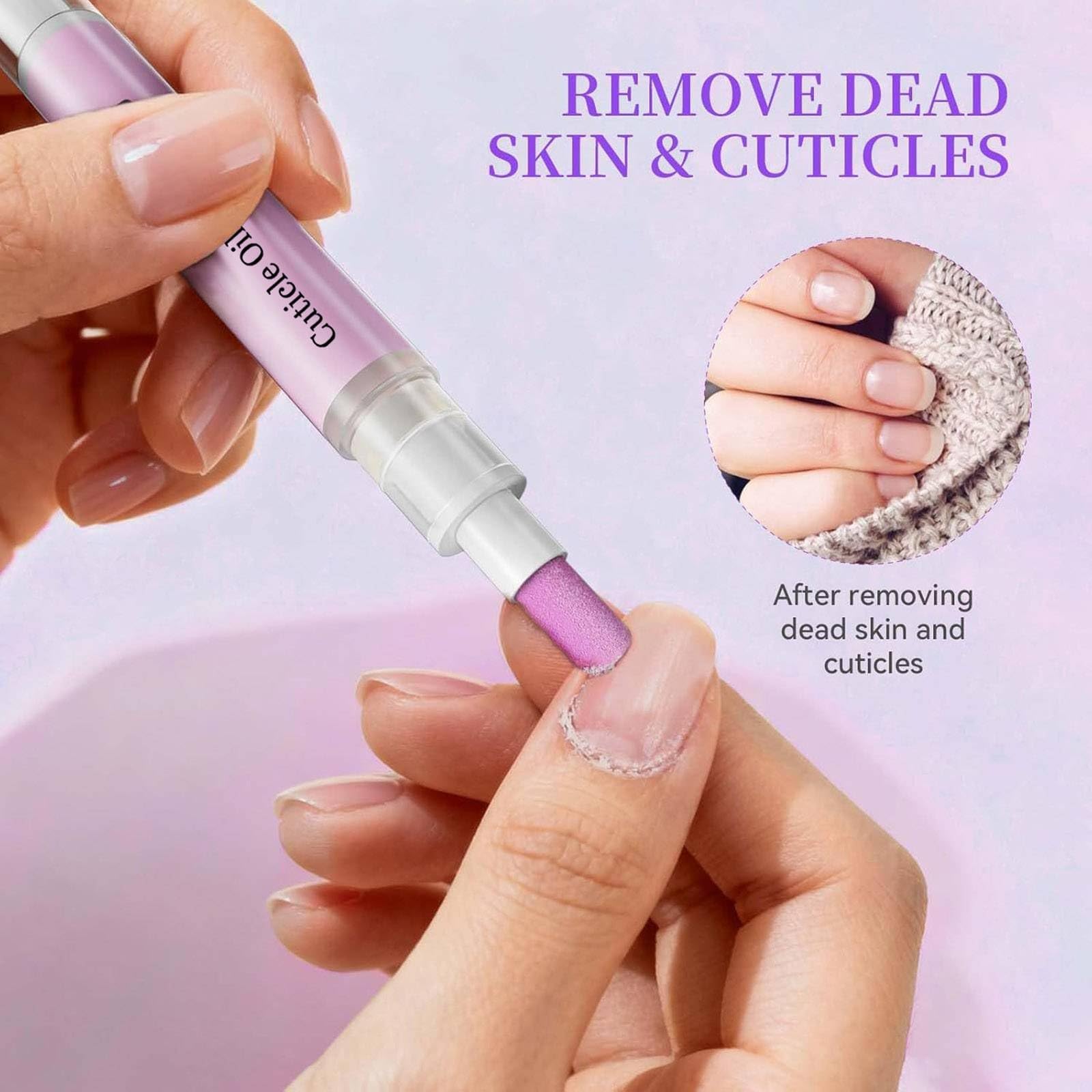 Lápiz empujador de cutículas 2.0 – Más cuidado, más brillo, fácil de usar, empujador de cutículas, lápiz de aceite para cutículas, lápiz de aceite para cutículas, Stylo à Huile 2 en 1 Pour Presser Les