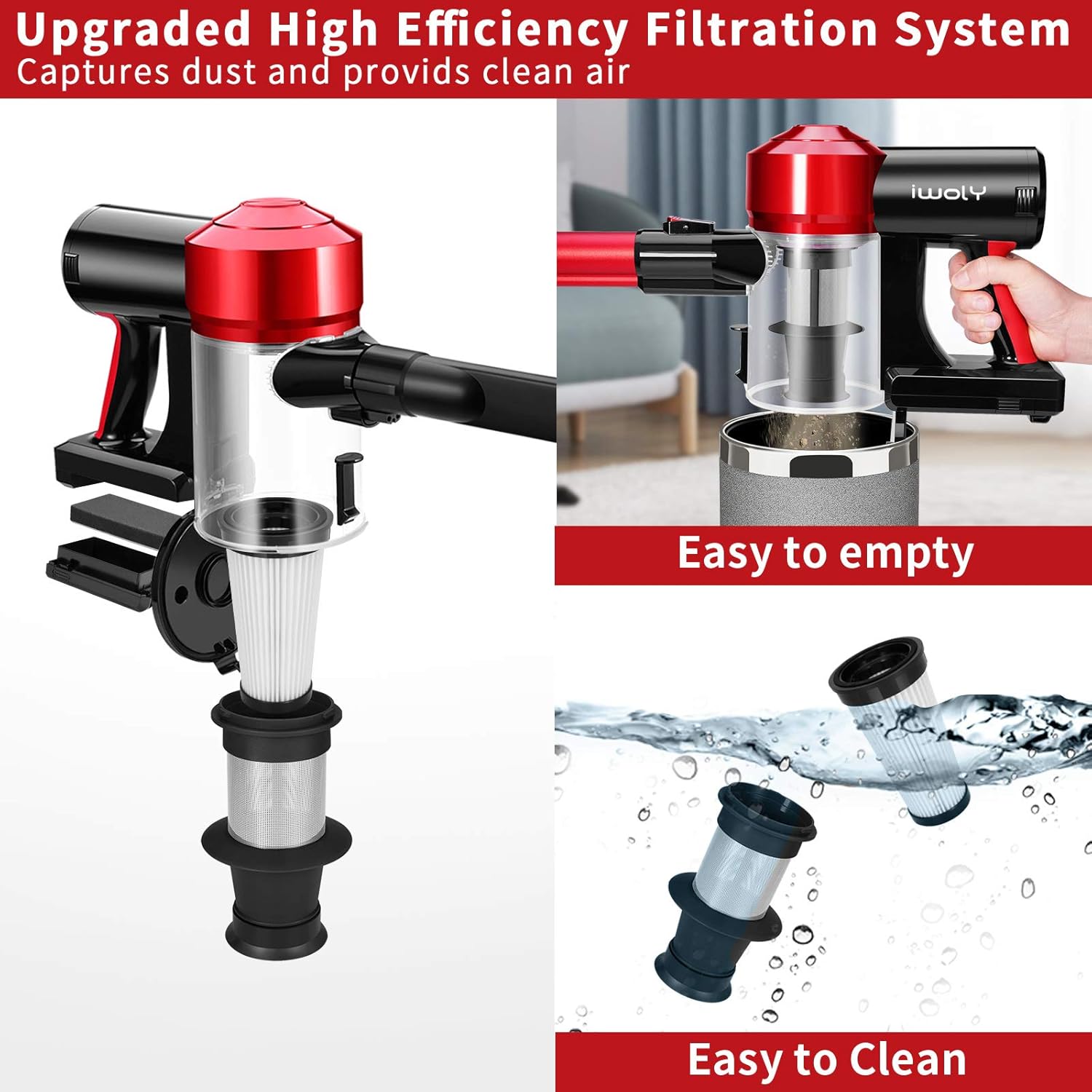 Buy iwoly C150 Cordless Vacuum Cleaner Rechargeable with 2200mAh