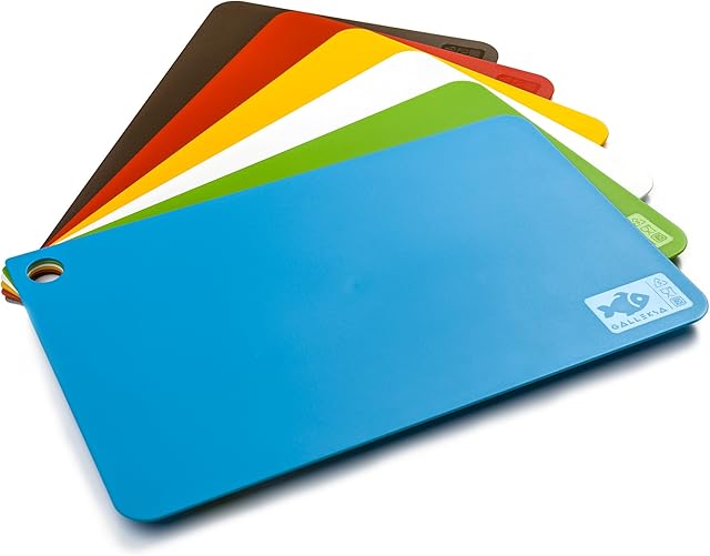 Set of 6 Chopping Mats Flexible Plastic Cutting Boards Sheets Six Large 38x24cm Colour Coded Food Board Mat Multicolour Boxed