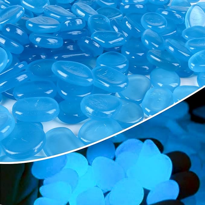 Amazon.com: Anothera 1000 pcs Blue Glowing Rocks Glow in The Dark ...
