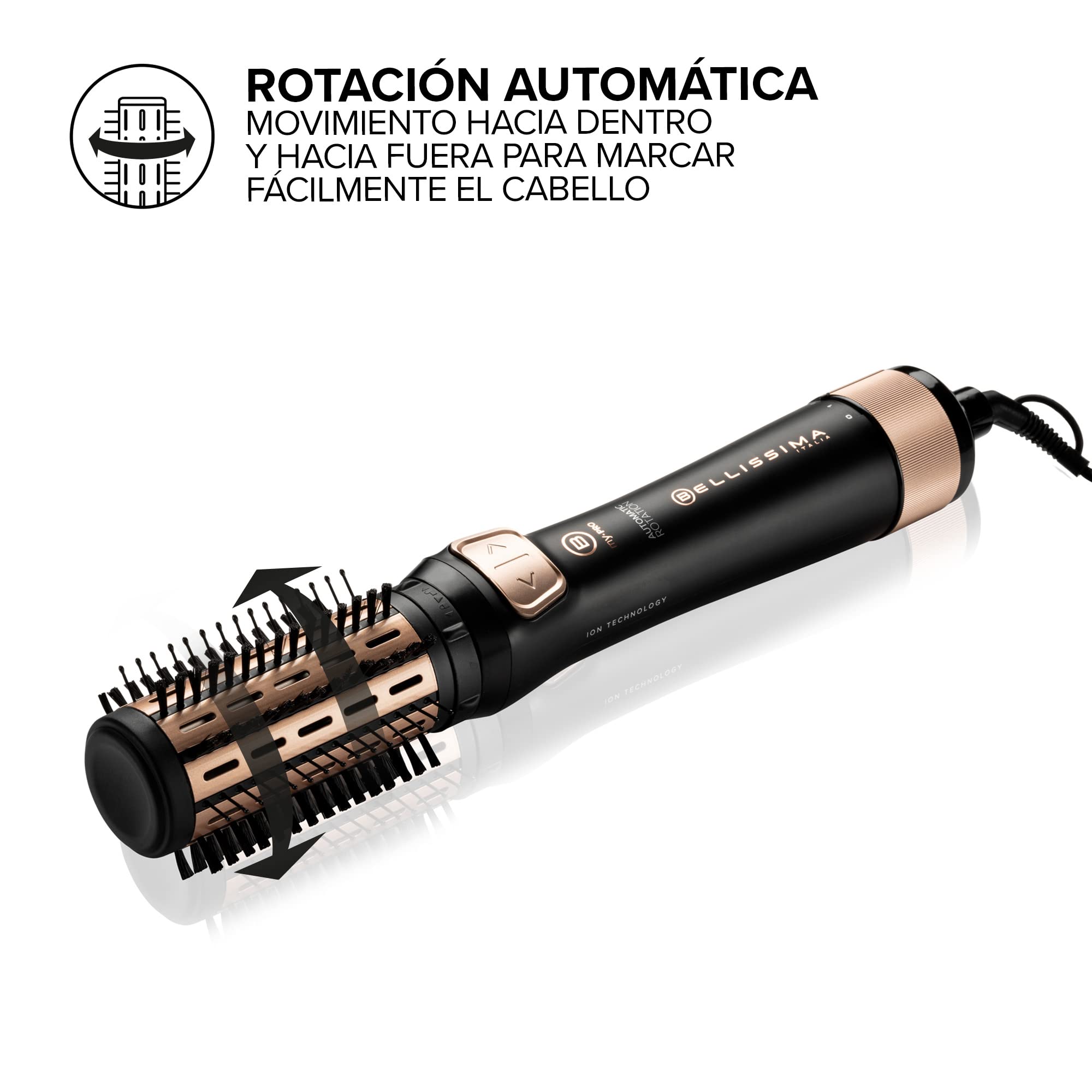 Bellissima Imetec My Pro Revolution BHS4 1100, Cepillo de aire caliente, Seca y Moldea, Rotación automática con Doble Sentido, 2 Cepillos de 40 y 50 mm, Ionizador, 1000 W, Revestimiento de Cerámica