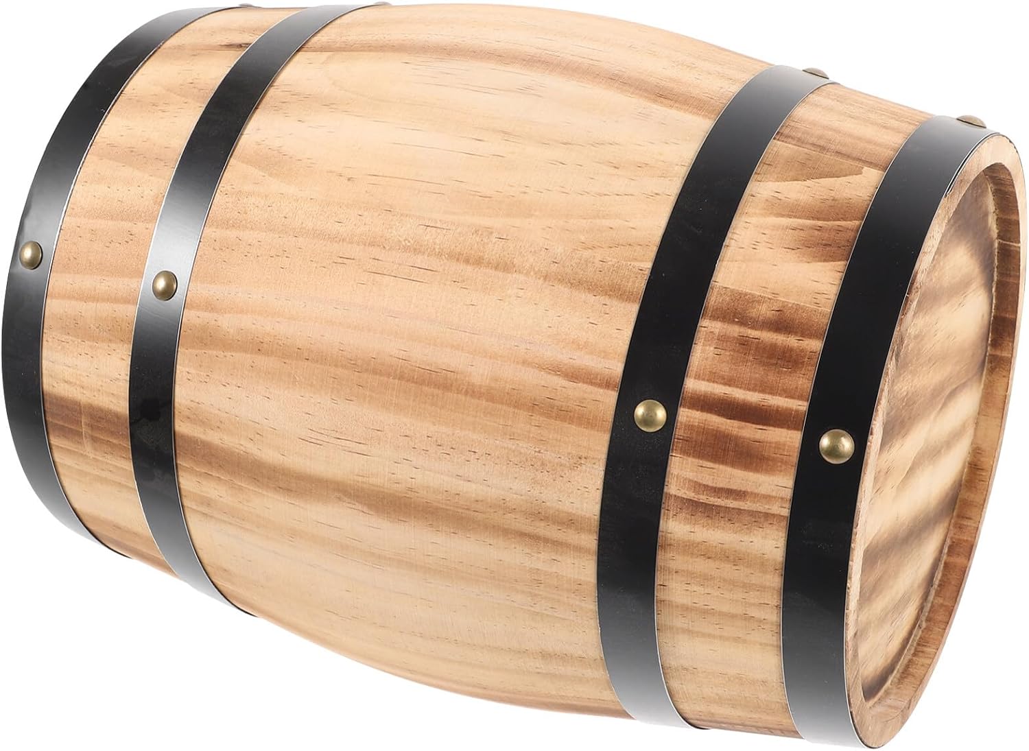 BESTOYARD Oak Aging Barrel, Wooden Whisky Barrel Water Wishing Well Pail Wooden Barrel Ornament for Home Kitchen Bar Decoration, 27.50X20.00X20.00CM, Brown, A4552J45106DU