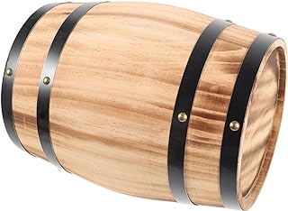 BESTOYARD Oak Aging Barrel, Wooden Whisky Barrel Water Wishing Well Pail Wooden Barrel Ornament for Home Kitchen Bar Decoration, 27.50X20.00X20.00CM, Brown, A4552J45106DU
