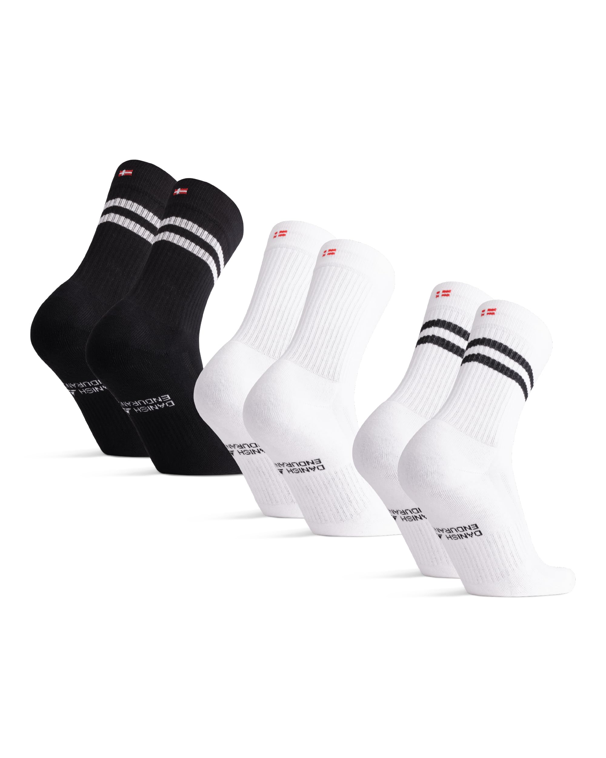 DANISH ENDURANCE Calcetines de Tenis Performance Crew, Acolchados, Transpirables, Estilo Retro, 3 y 6 Pack