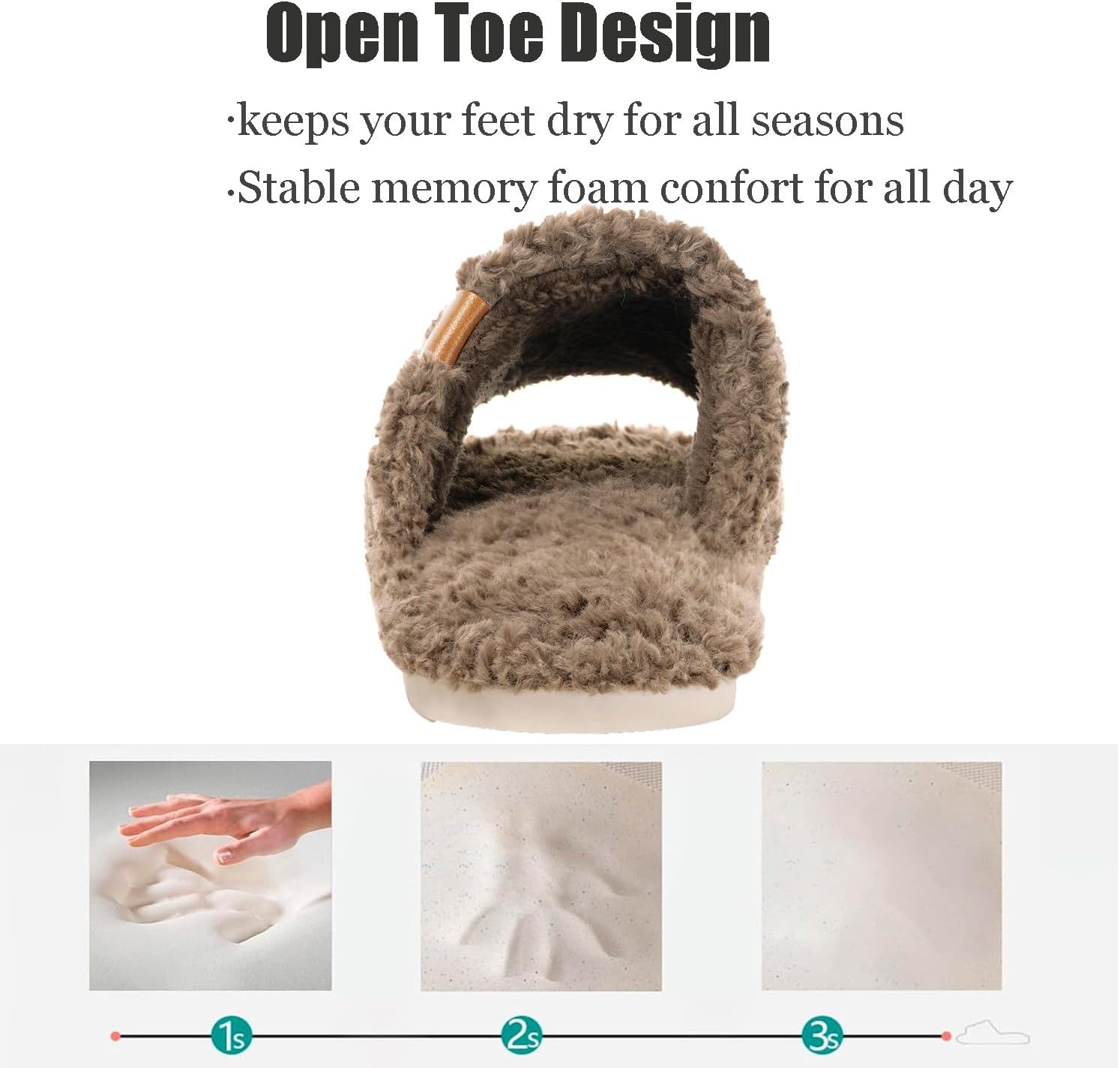 Dokela Fuzzy Open Toe Slippers for Women Indoor House Slipper