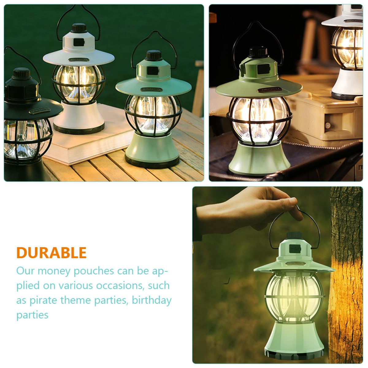 Retro Campinglampe Zeltlampe mit 3000mah Akku und Helligkeit