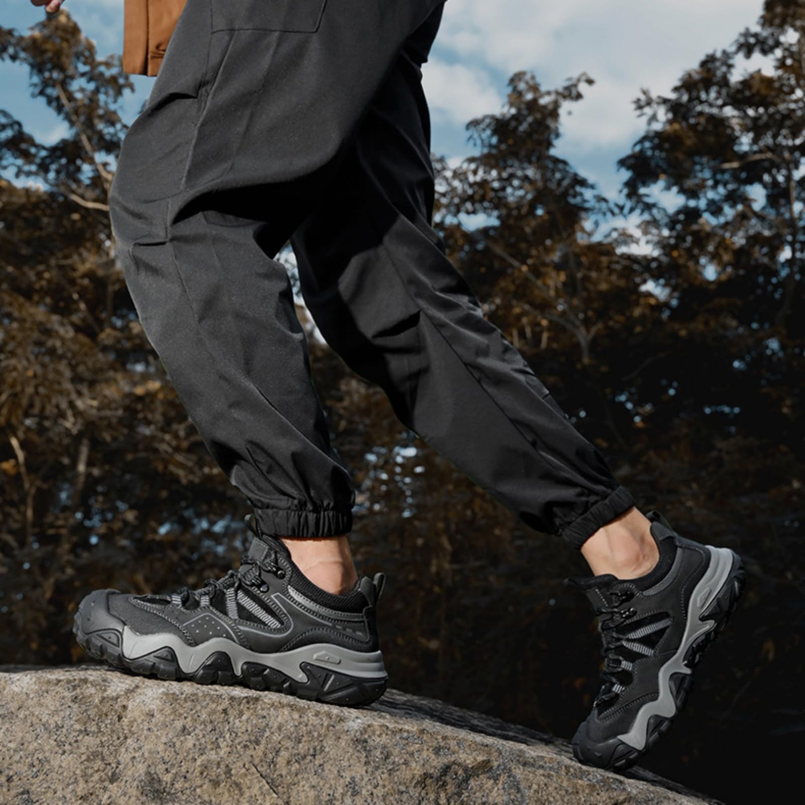 Scarpe Trekking Uomo Pelle Scarpe Basse per Passeggiate All'aperto