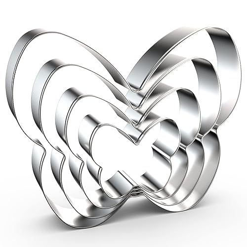 Butterfly Cookie Cutter Set in Assorted Sizes - 5 Inch, 4 Inch, 3 Inch, 2 Inch - 4 Piece - Stainelss Steel