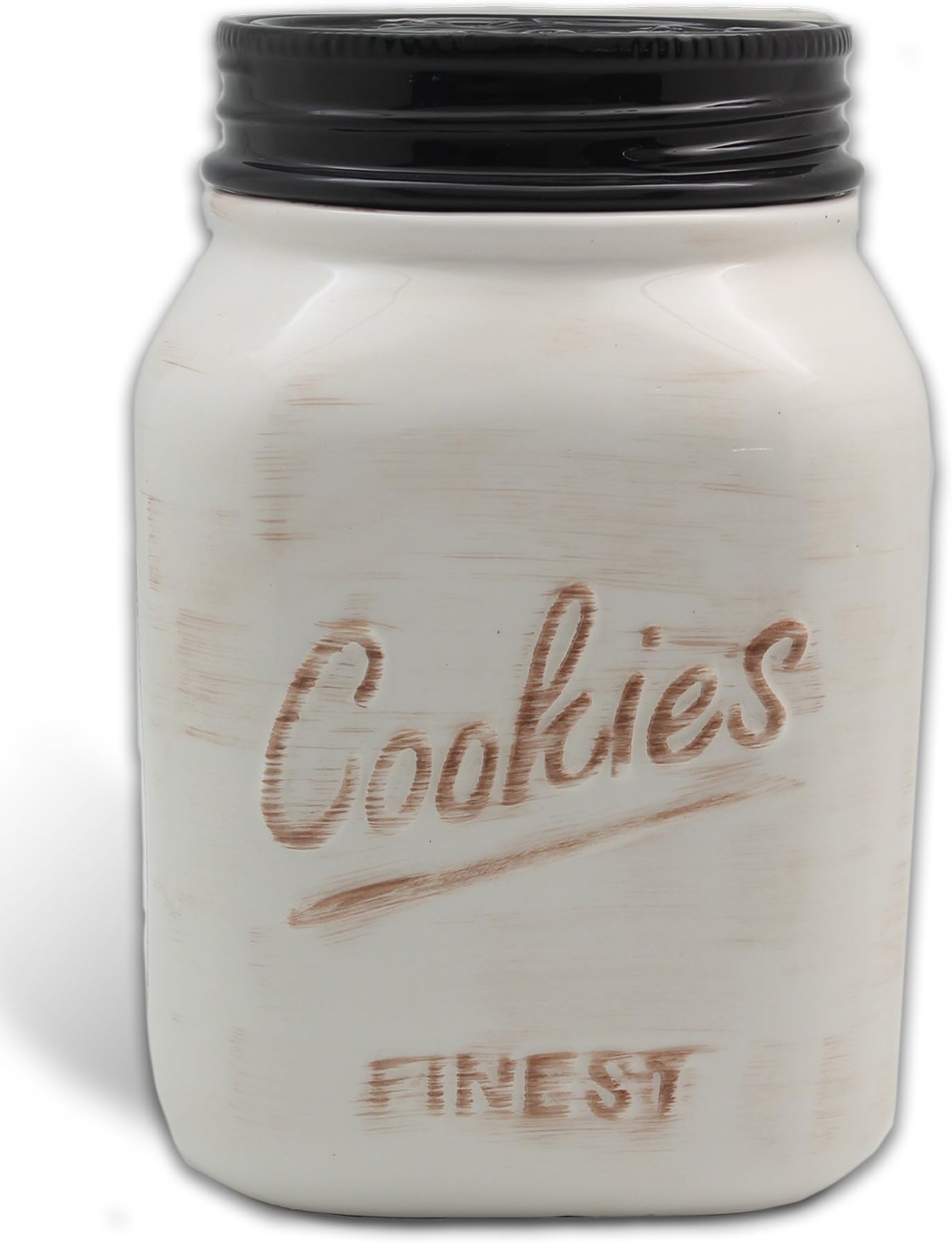 White Ceramic Mason Cookie Jar by ZallZo (White)
