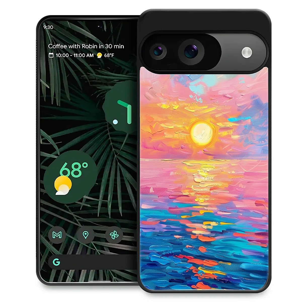 Coque Google Pixel 10 robuste contre les chutes répéties motif océan coucher de soleil - 8